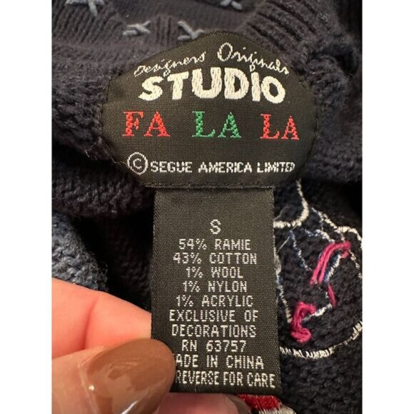 Vintage Blue Snowman Holiday Zip Up Sweater Size Small - Picture 3 of 3